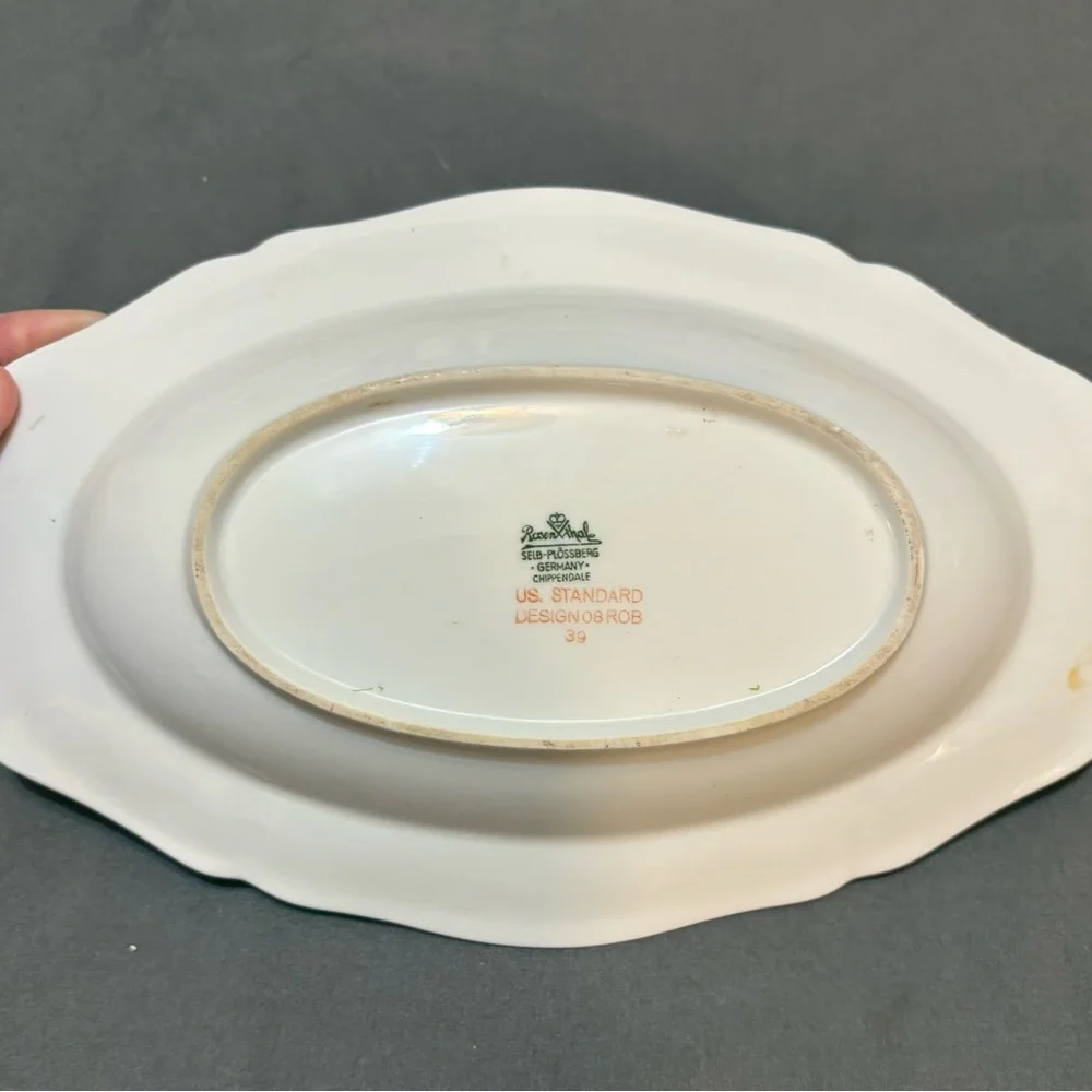 Vintage Rosenthal Green and Cream Floral relish dish bowl